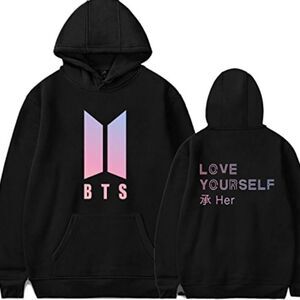 BTS Love Yourself Black Hoodie Sporty Sweatshirt, Women’s XS
